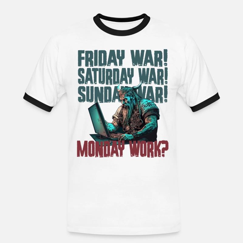 Monday work Programier-Wikinger - Männer Kontrast-T-Shirt - Weiß/Schwarz