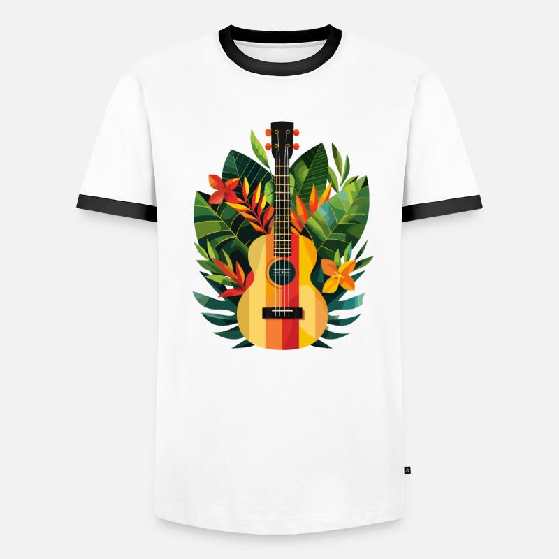 Ukulele Comic Look - Männer Kontrast-T-Shirt - Weiß/Schwarz