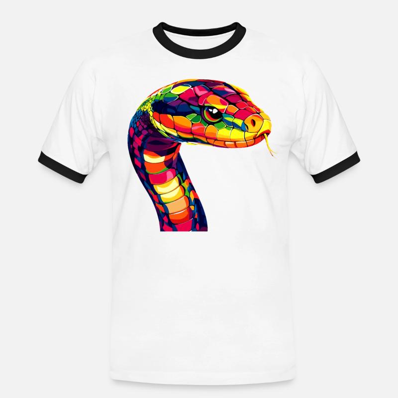 Schlange Python Kobra Mamba Klapperschlange Snake - Männer Kontrast-T-Shirt - Weiß/Schwarz