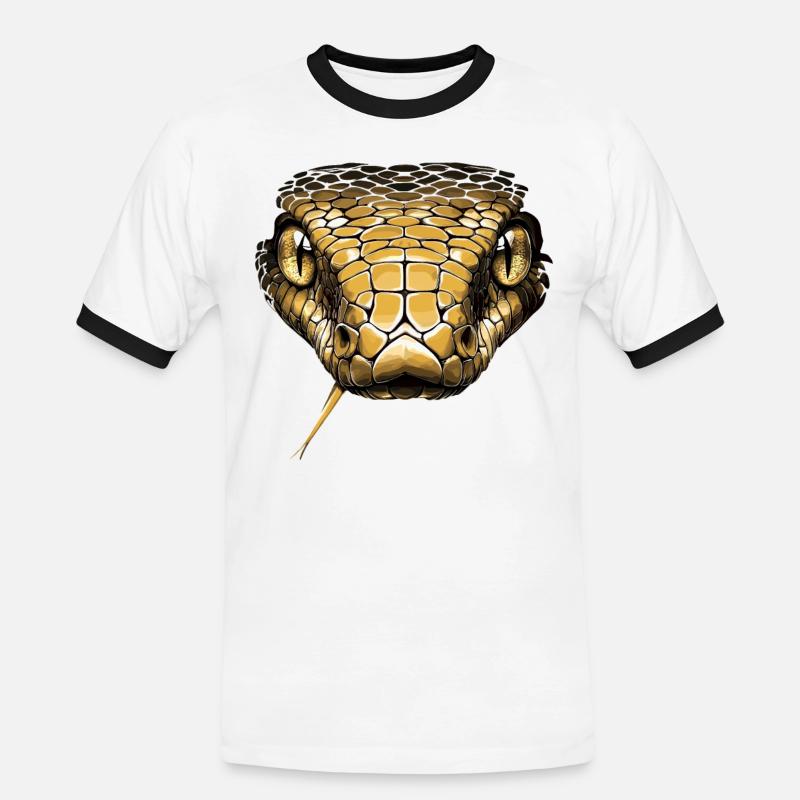 Schlange Python Kobra Mamba Klapperschlange Snake - Männer Kontrast-T-Shirt - Weiß/Schwarz