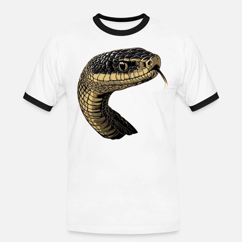 Schlange Python Kobra Mamba Klapperschlange Snake - Männer Kontrast-T-Shirt - Weiß/Schwarz