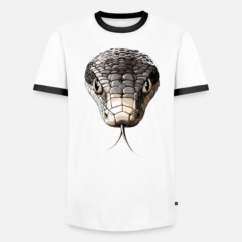 Schlange Python Kobra Mamba Klapperschlange Snake - Männer Kontrast-T-Shirt - Weiß/Schwarz