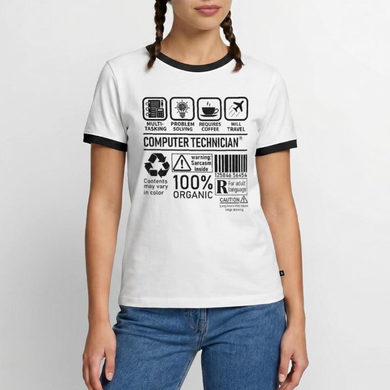 Computer Technician multi tasking problem solving Männer Kontrast-T-Shirt