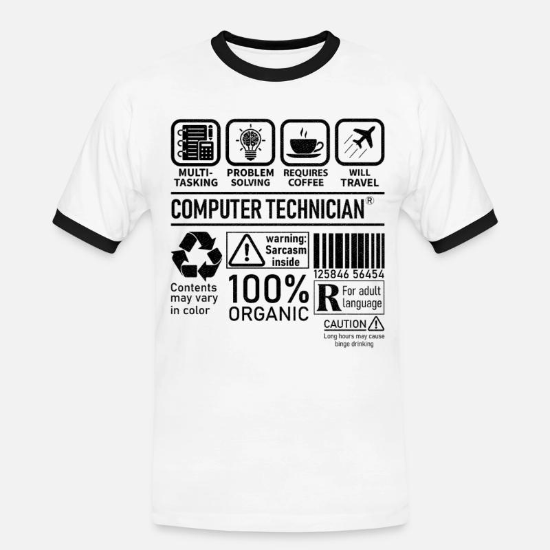 Computer Technician multi tasking problem solving - Men's Ringer Shirt - white/black
