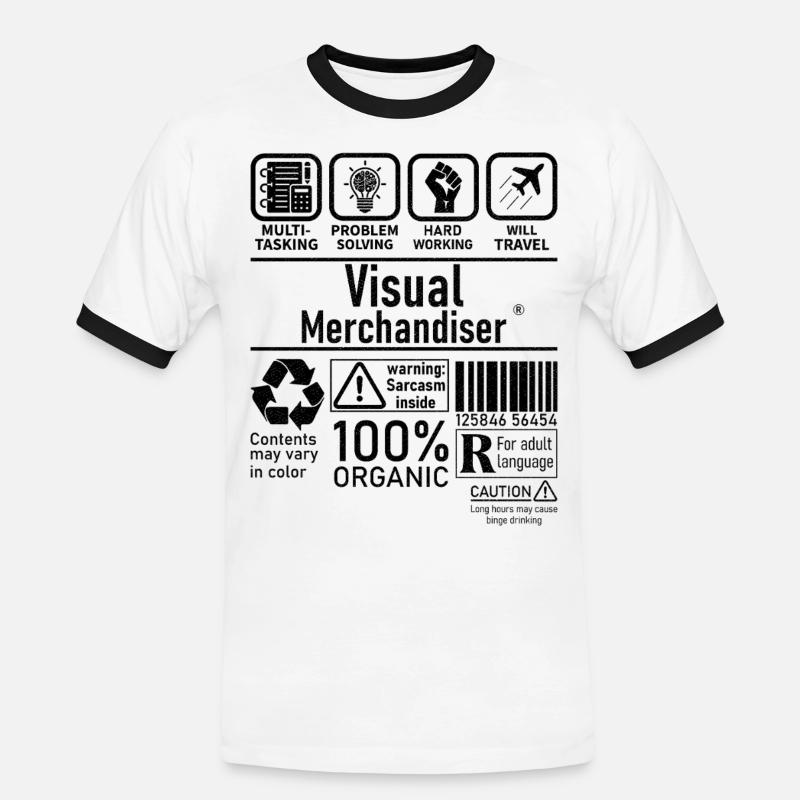 Visual Merchandiser multi tasking problem solving - Männer Kontrast-T-Shirt - Weiß/Schwarz
