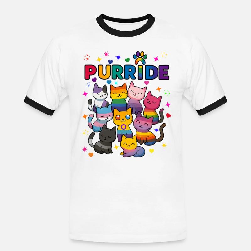Purride LGBT Katzen - Männer Kontrast-T-Shirt - Weiß/Schwarz