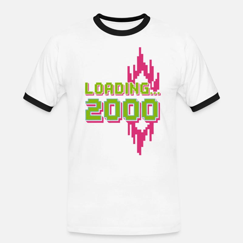 Retro Pixel Loading 2000 Design - Männer Kontrast-T-Shirt - Weiß/Schwarz