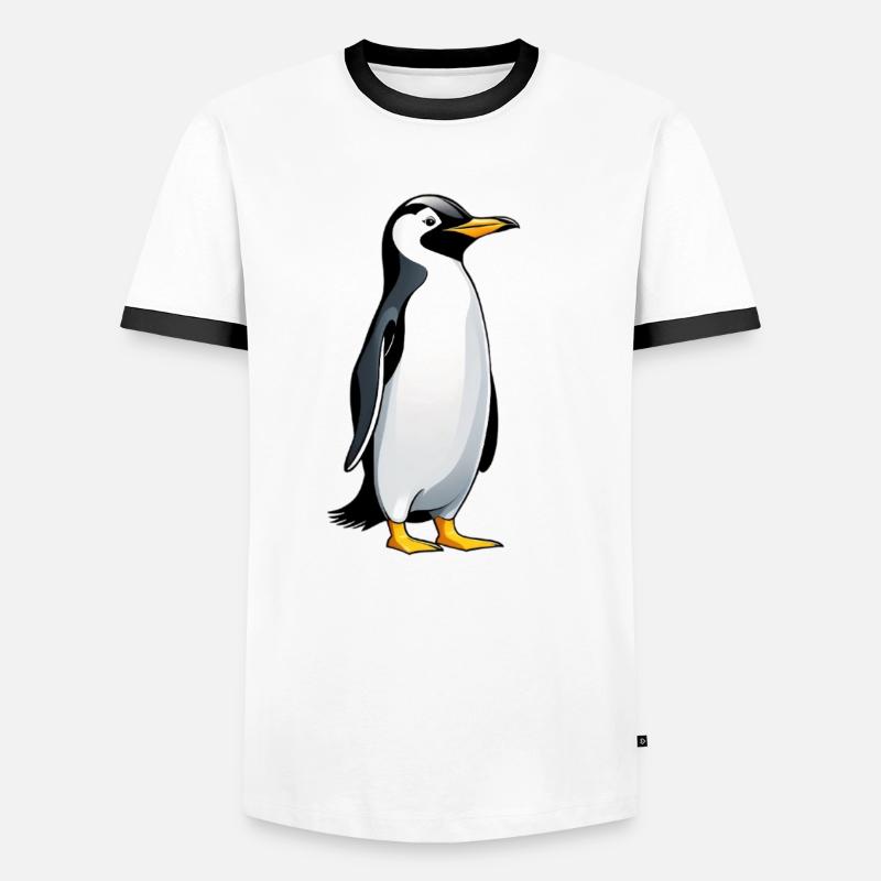 Illustration eines Pinguins mit freundlichem Blick - Männer Kontrast-T-Shirt - Weiß/Schwarz