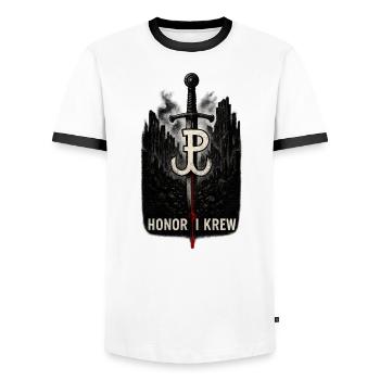 Honor i Krew Polnische Widerstandskunst - Männer Kontrast-T-Shirt - Weiß/Schwarz - Vorne - AI Model Female 172 light (172cm) & AI Model Male 178 dark (178cm)