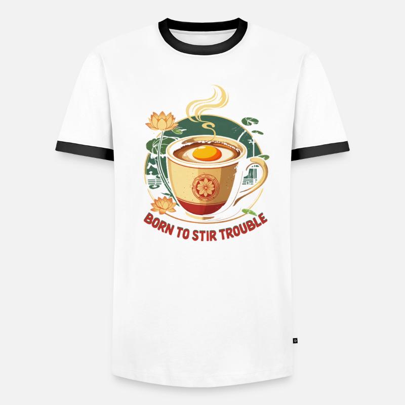 Vietnamesisches Essen Kaffee Mit Eigelb - Männer Kontrast-T-Shirt - Weiß/Schwarz