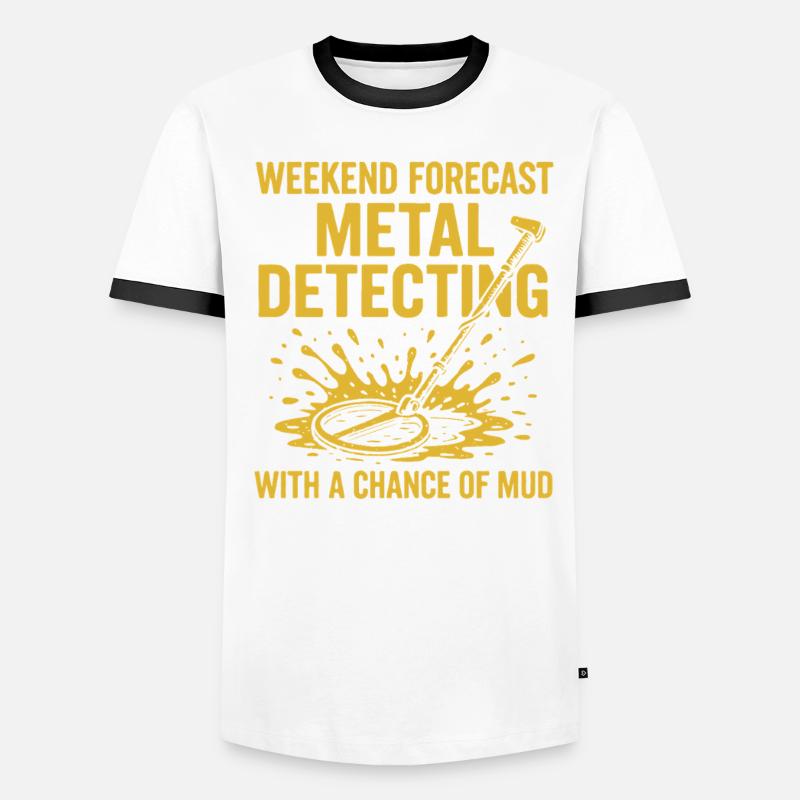Weekend Forecast Metal Detecting Fun - Men's Ringer Shirt - white/black