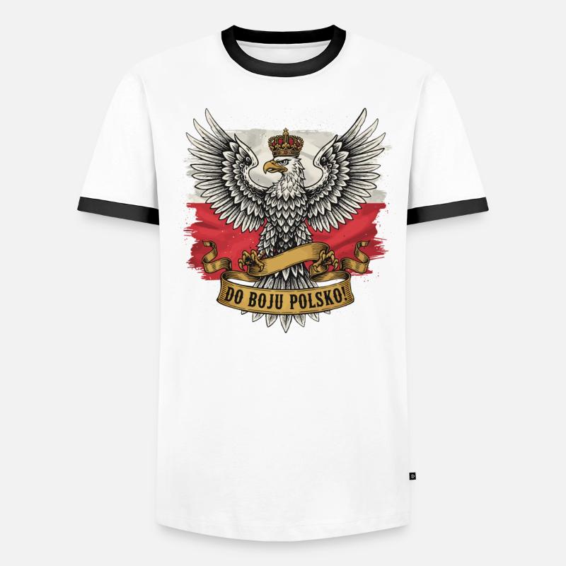 For Poland Into Battle Eagle - Men's Ringer Shirt - white/black