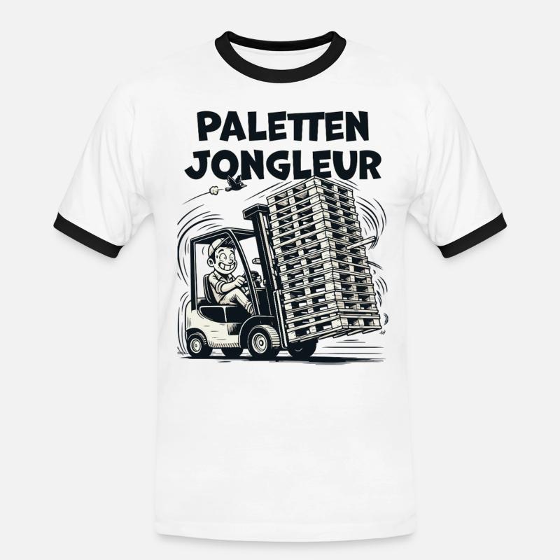 Pallet Juggler Forklift Funny - Men's Ringer Shirt - white/black