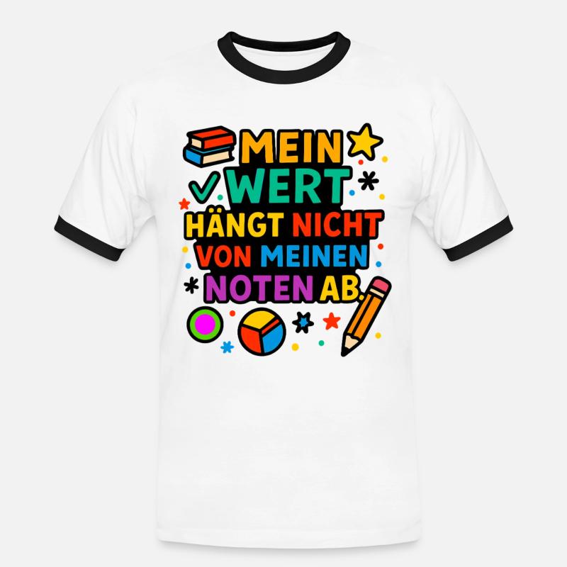 Ma valeur compte, pas mes notes - T-shirt contrasté Homme - blanc/noir