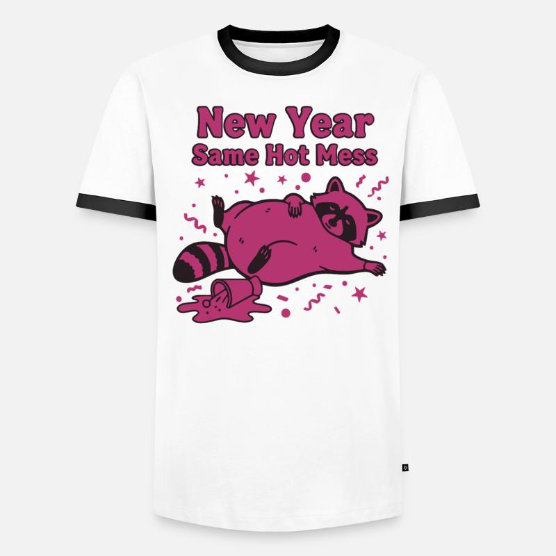 Neujahr Same Hot Mess Celebration 2025 - Männer Kontrast-T-Shirt - Weiß/Schwarz