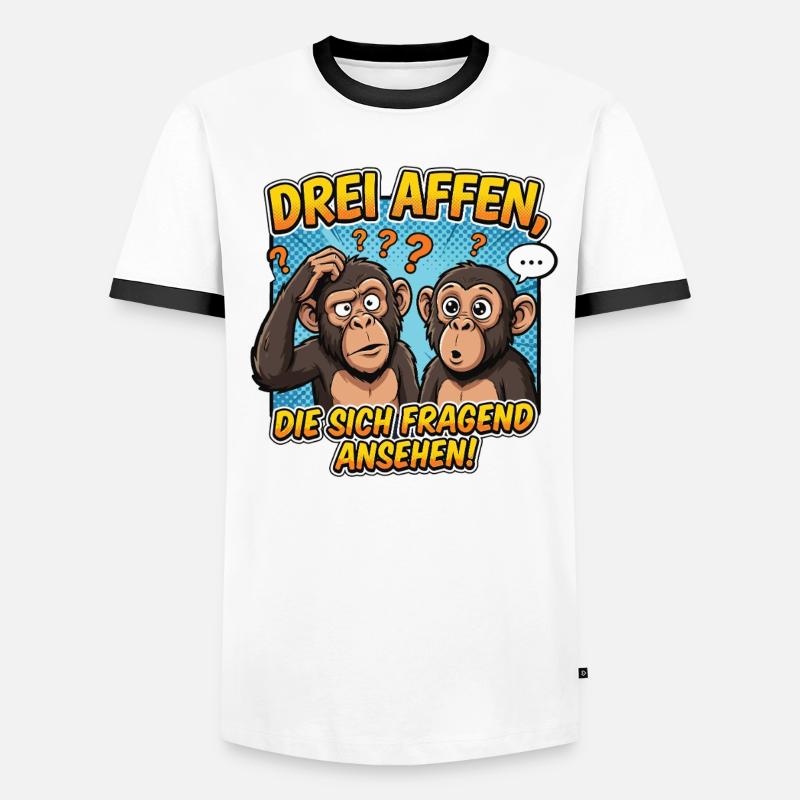 Three Monkeys Confusion – Funny Comic Design - Men's Ringer Shirt - white/black