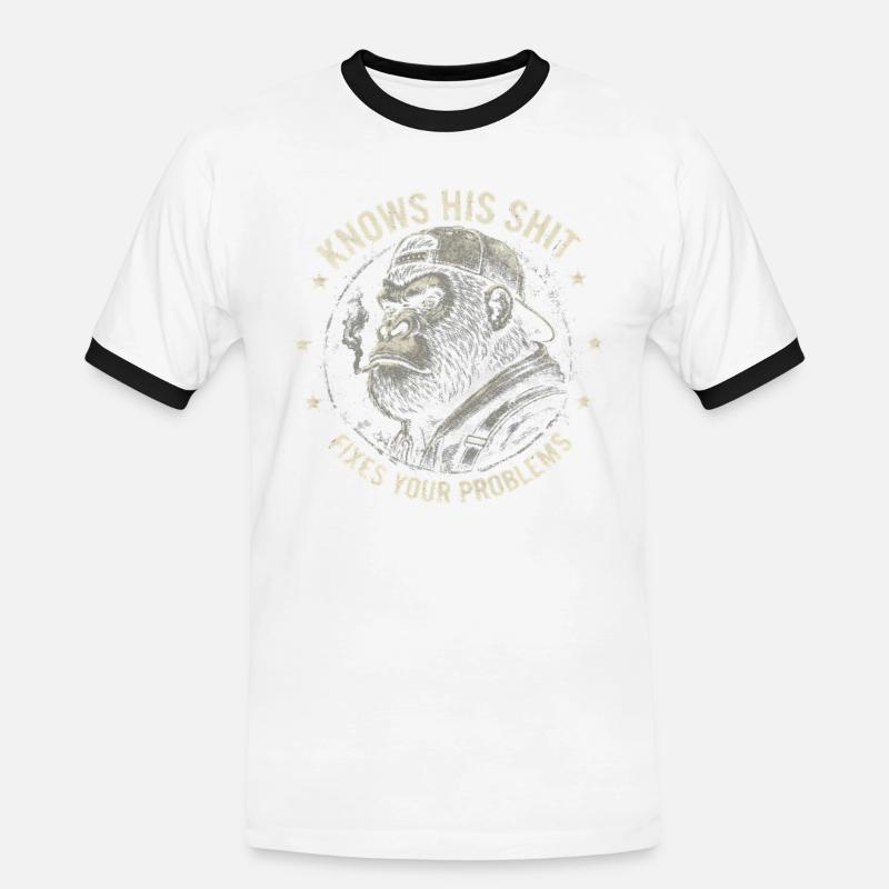 Gorilla Fixer: Problem-Solver Attitude - Men's Ringer Shirt - white/black