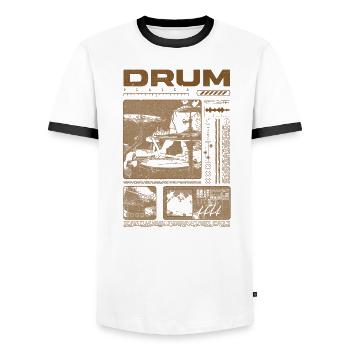 Rock Drummer Drum Player Streetwear - Men's Ringer Shirt - white/black - Front - AI Model Female 172 light (172cm) & AI Model Male 178 dark (178cm)