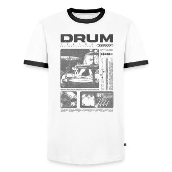 Rock Drummer Drum Player Streetwear - Men's Ringer Shirt - white/black - Front - AI Model Female 172 light (172cm) & AI Model Male 178 dark (178cm)