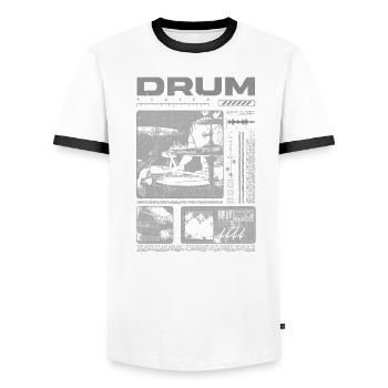 Rock Drummer Drum Player Streetwear - Men's Ringer Shirt - white/black - Front - AI Model Female 172 light (172cm) & AI Model Male 178 dark (178cm)
