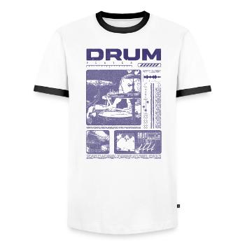 Rock Drummer Drum Player Streetwear - Men's Ringer Shirt - white/black - Front - AI Model Female 172 light (172cm) & AI Model Male 178 dark (178cm)