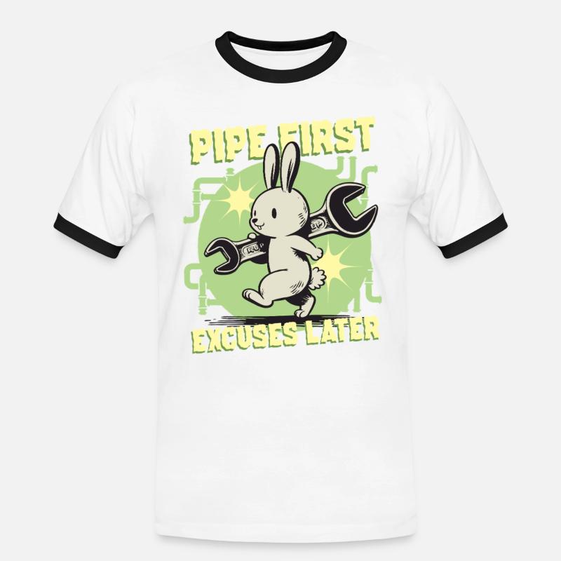 Pipelayer Pipe Builder Pipe First - Men's Ringer Shirt - white/black