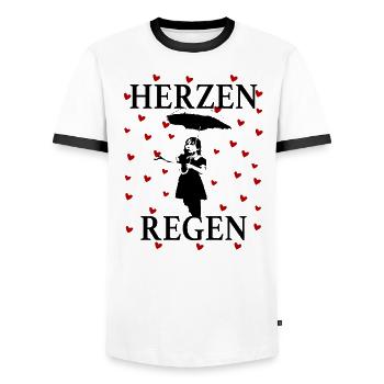 Heart Rain Girl Umbrella Romantic Love Art Design - Männer Kontrast-T-Shirt - Weiß/Schwarz - Vorne - AI Model Female 172 light (172cm) & AI Model Male 178 dark (178cm)