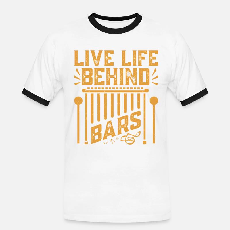 Marimbist Leben hinter Gittern Percussion Pit - Männer Kontrast-T-Shirt - Weiß/Schwarz