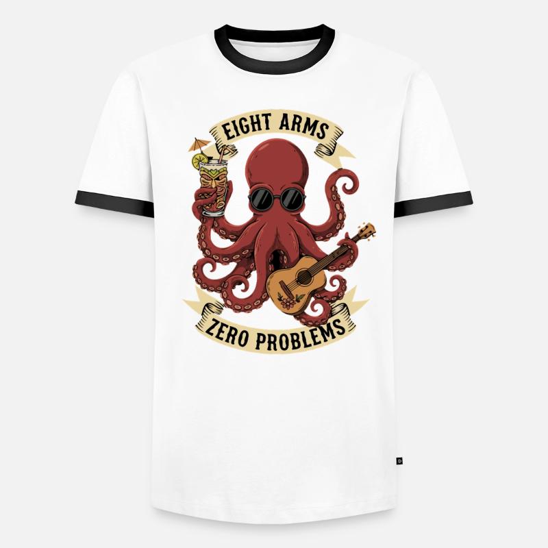 Eight Arms Zero Problems - Men's Ringer Shirt - white/black