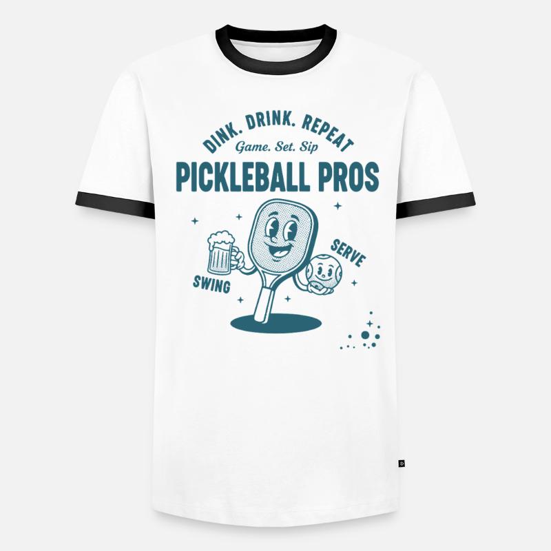 Pickleball Funny Player Dink Drink Repeat Pros - Men's Ringer Shirt - white/black
