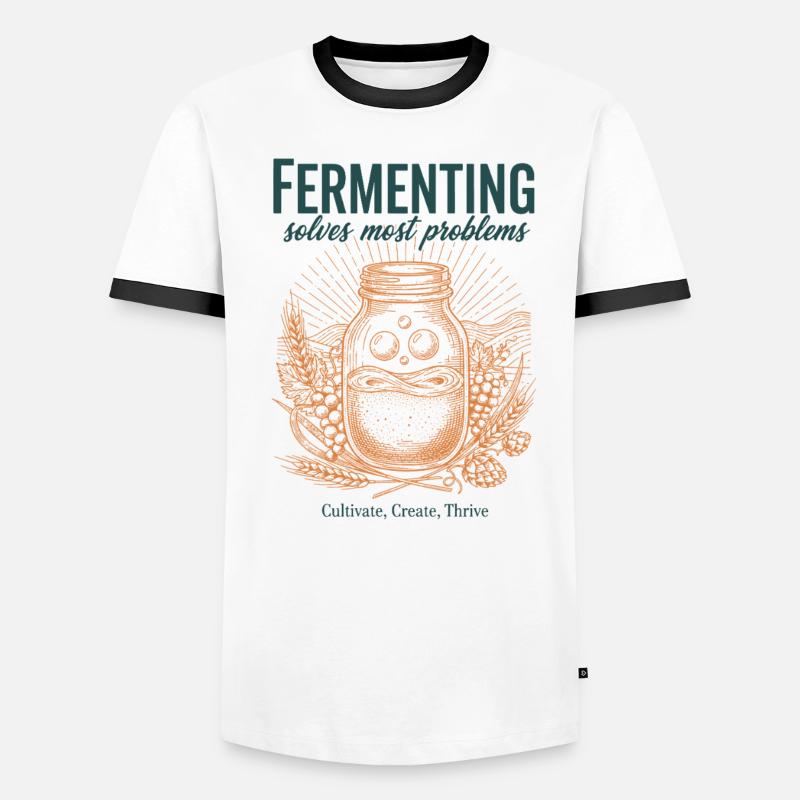 Fermenting Solves Most Problems Sourdough Era - Men's Ringer Shirt - white/black