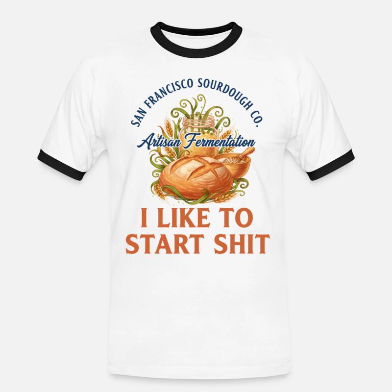 Sauerteigbrot Backbäcker Sauerteigstarter - Männer Kontrast-T-Shirt - Weiß/Schwarz