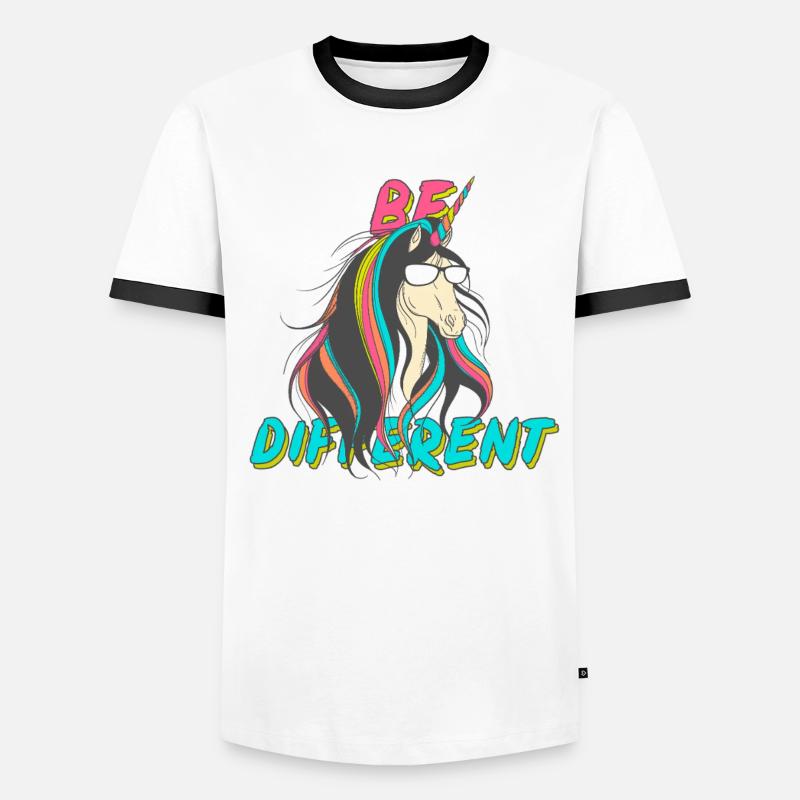 Be Different Nerd Einhorn Party - Männer Kontrast-T-Shirt - Weiß/Schwarz