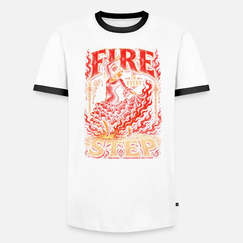 Flamenco Fire In Every Step - Men's Ringer Shirt - white/black