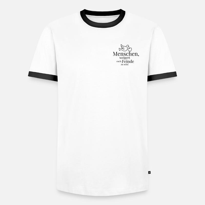 Menschen, weigert euch, Feinde zu sein! - Männer Kontrast-T-Shirt - Weiß/Schwarz