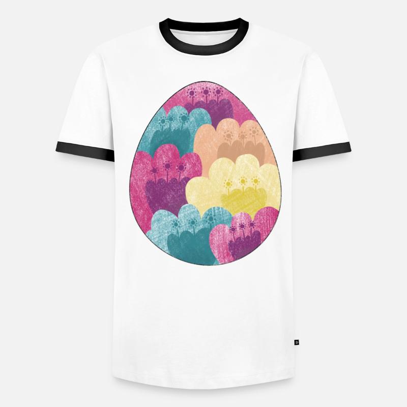Colorful Easter egg with flower pattern - Men's Ringer Shirt - white/black