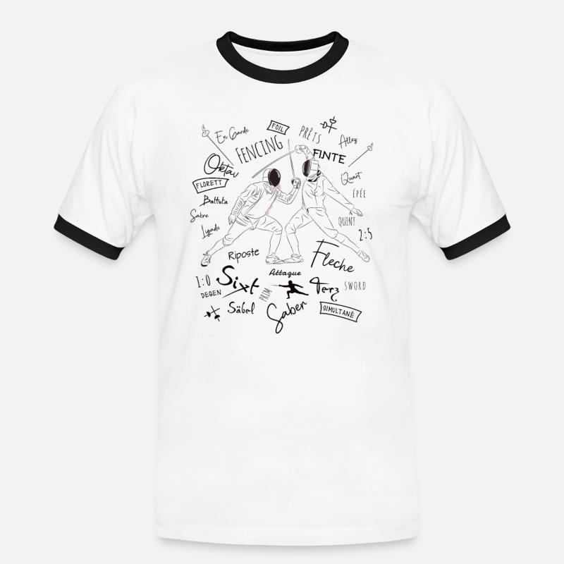 Fencing Terms Training Gift - Men's Ringer Shirt - white/black