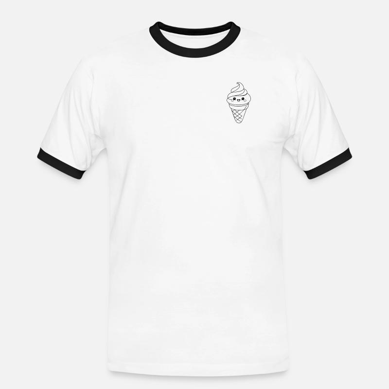 Softeis Eiscreme Icon Minimal Statement - Männer Kontrast-T-Shirt - Weiß/Schwarz