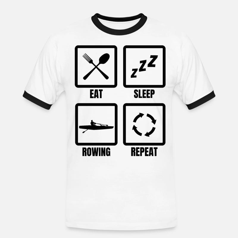 Ruderer Routine - Männer Kontrast-T-Shirt - Weiß/Schwarz
