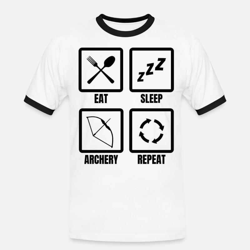 Bogenschütze Routine - Männer Kontrast-T-Shirt - Weiß/Schwarz