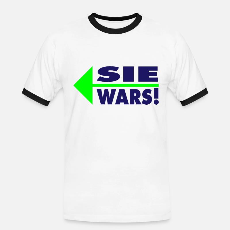 Sie wars! Partner- oder Partyshirt - Männer Kontrast-T-Shirt - Weiß/Schwarz
