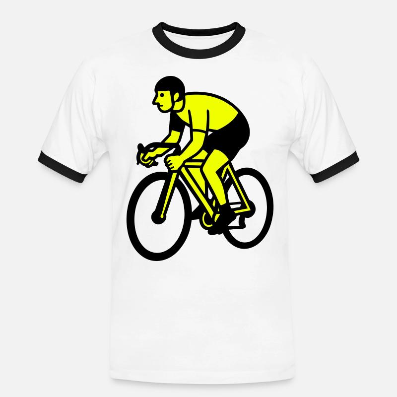 Neonrad Silhouette Radfahrer - Männer Kontrast-T-Shirt - Weiß/Schwarz