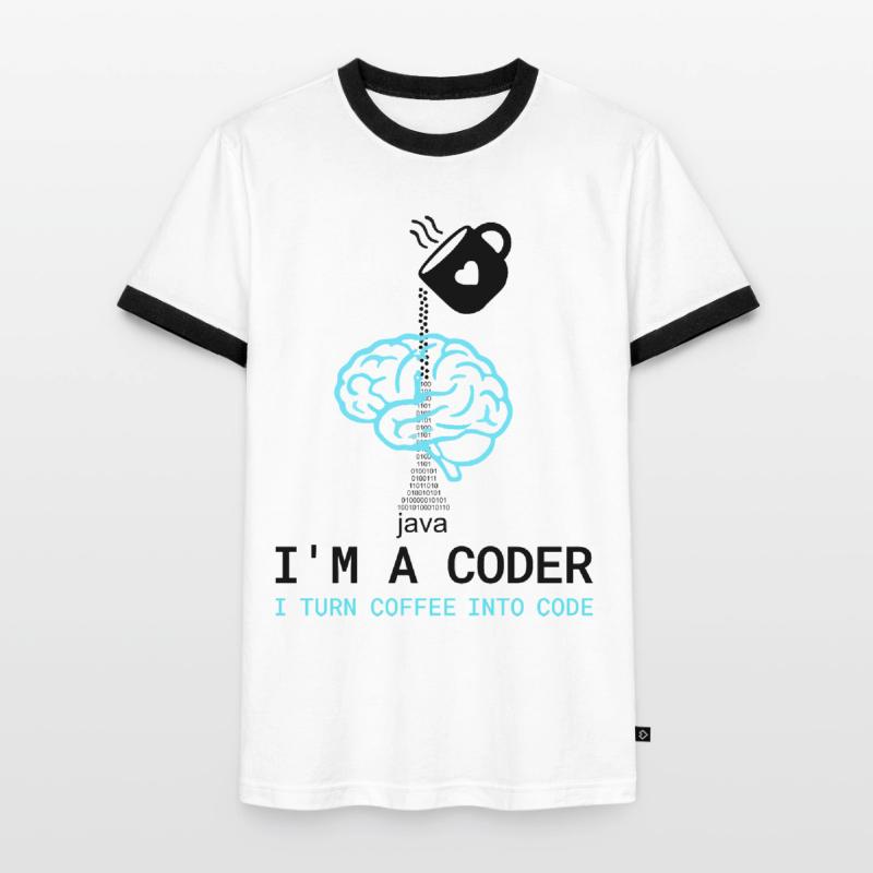 T-shirt Coder : Du café dans le code – Nerdy Programmie T-shirt contrasté Homme
