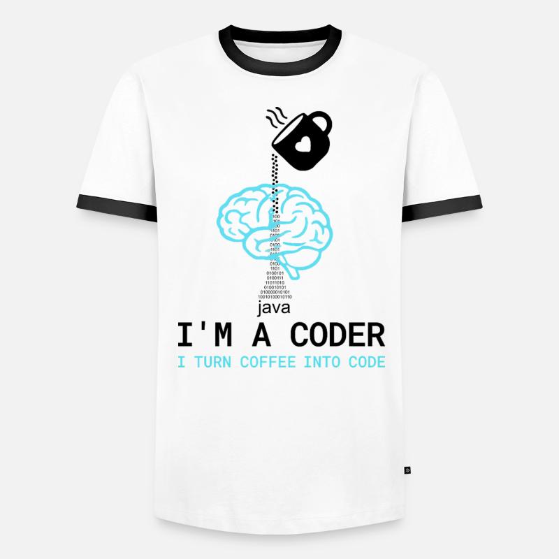 Coder T-Shirt: Coffee into Code – Nerdy Programmie - Männer Kontrast-T-Shirt - Weiß/Schwarz