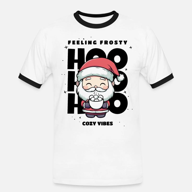 Weihnachten Pullover - Weihnachtsmann, Geschenk - Männer Kontrast-T-Shirt - Weiß/Schwarz