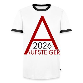 Aufsteiger 2026 Aufstieg - Männer Kontrast-T-Shirt - Weiß/Schwarz - Vorne - AI Model Female 172 light (172cm) & AI Model Male 178 dark (178cm)