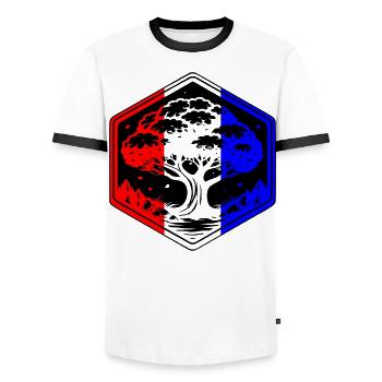 Tree France - Men's Ringer Shirt - white/black - Front - AI Model Female 172 light (172cm) & AI Model Male 178 dark (178cm)
