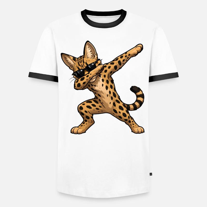 Dabbing Savannah Katze - Männer Kontrast-T-Shirt - Weiß/Schwarz