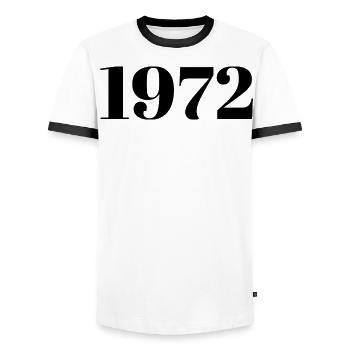 1972 Vintage 1972 Retro 1972 Anniversary 1972 - Men's Ringer Shirt - white/black - Front - AI Model Female 172 light (172cm) & AI Model Male 178 dark (178cm)