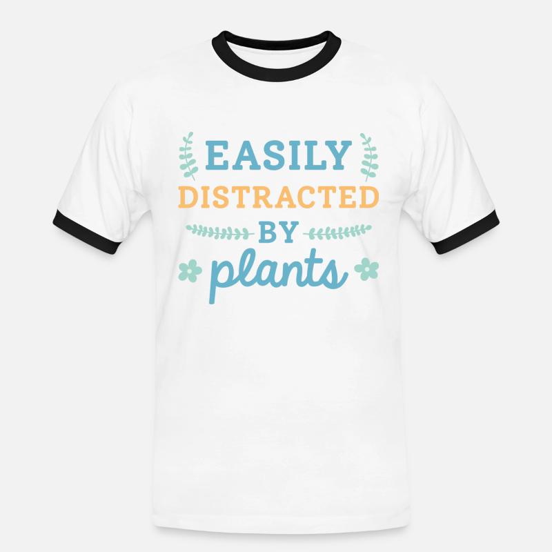 Easily Distracted By Plants - Men's Ringer Shirt - white/black